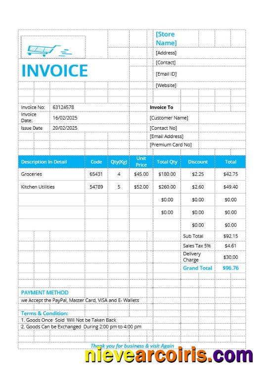 Retail Store Invoice